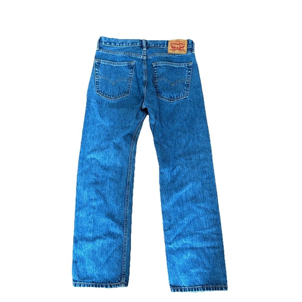 Levis 505 Jeans Mens 32x30 Straight Leg Regular Fit Dark Wash 100% Cotton Cowboy - Picture 10 of 14